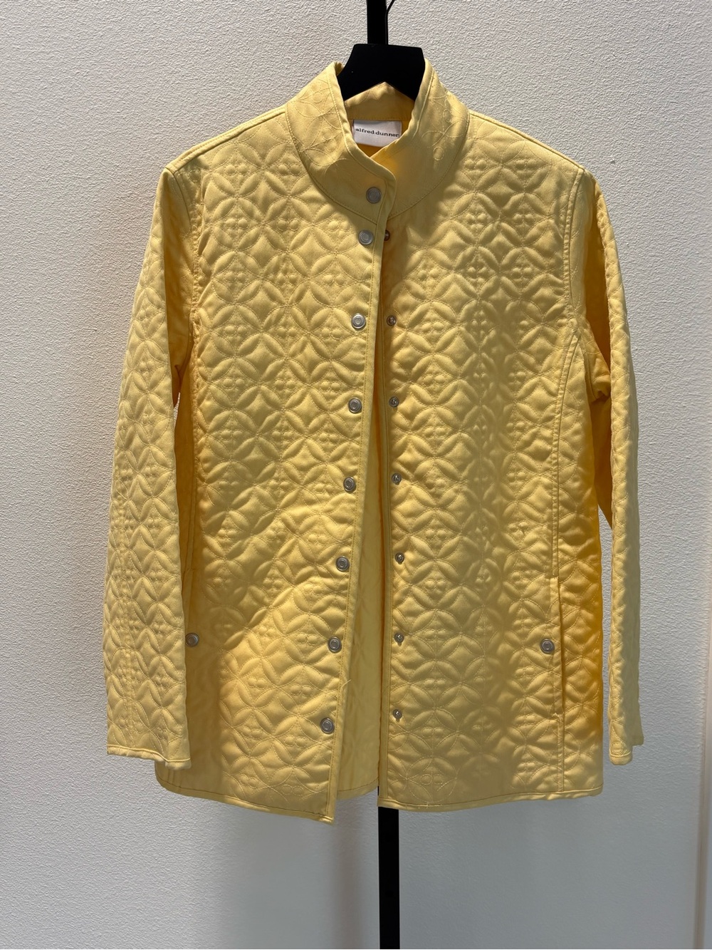 Alfred Dunner Yellow Quilted Snap-Front Jacket